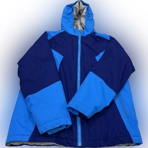 Lands’ End Kids Hooded Winter Puffer Jacket Blue Size L 14–16
